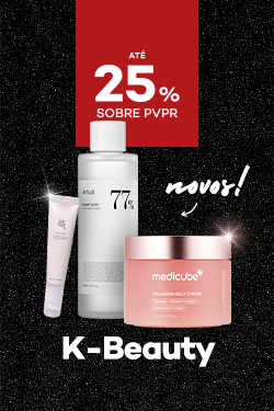 Produtos Coreanos com destaque de novidade e com destaque promocional de até 25% sobre preço de Venda ao Público Recomendado